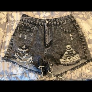 High waisted jean shorts